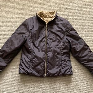 Anne Klein Sport Brown Reversible Down Waterfowl Feather Jacket Full Zip Medium